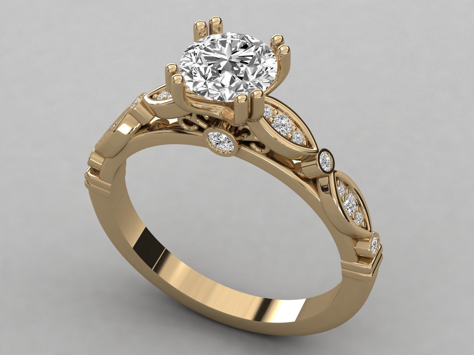 Women solitaire ring 3dm stl render detail 3D print model_8