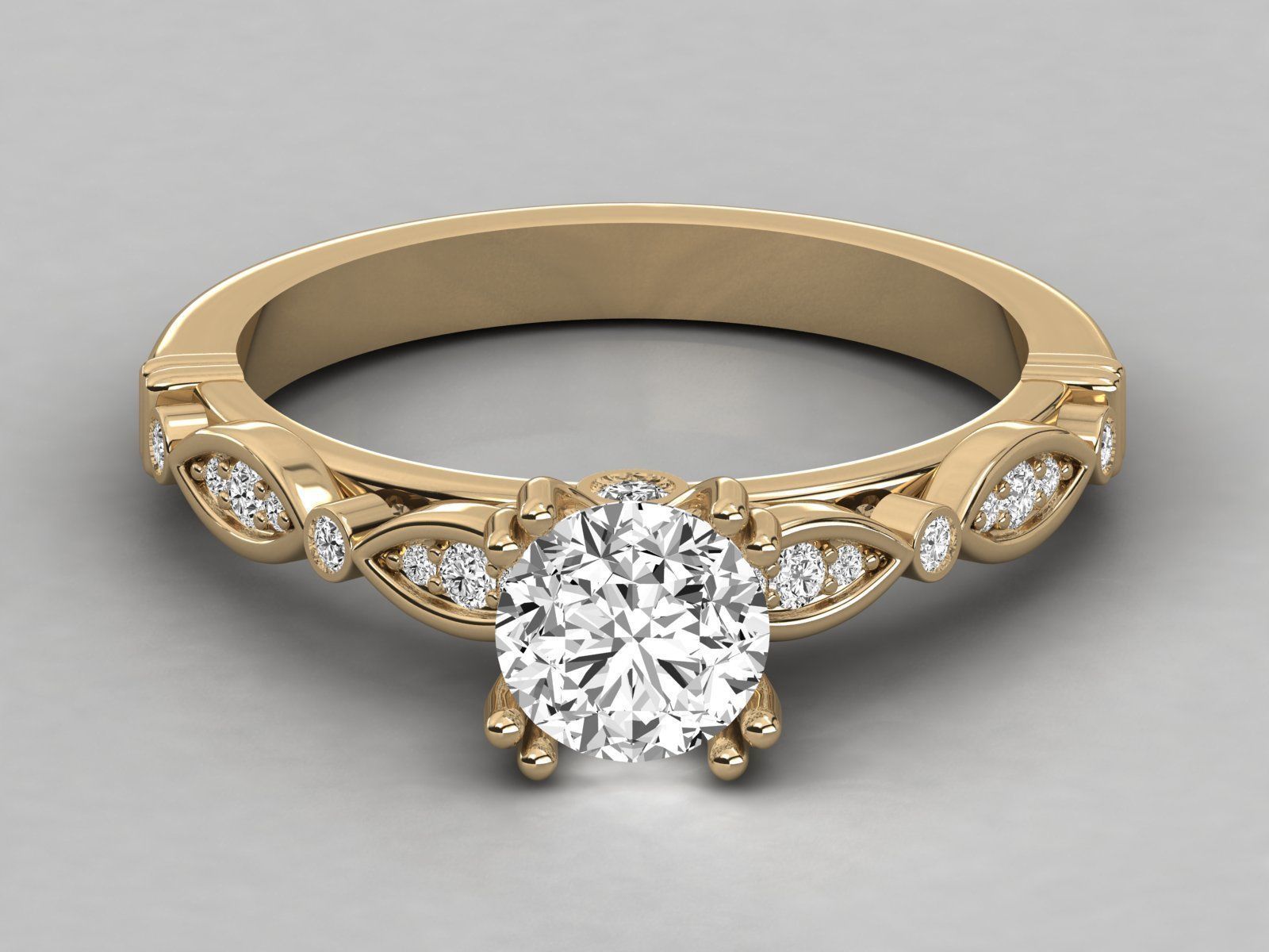 Women solitaire ring 3dm stl render detail 3D print model_9