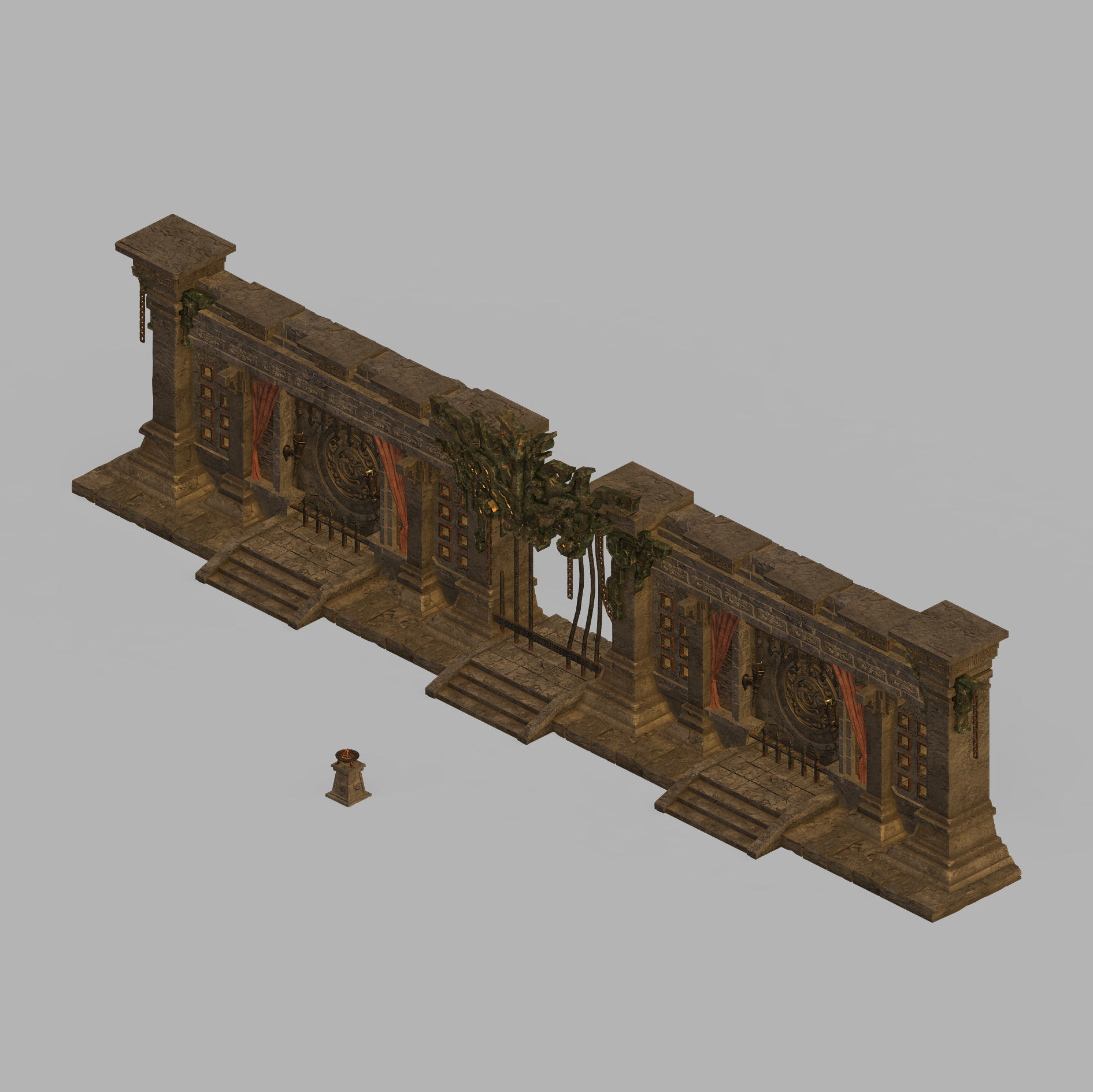 Underground Palace-Tomb-Gate-Wall 02 3D model_1