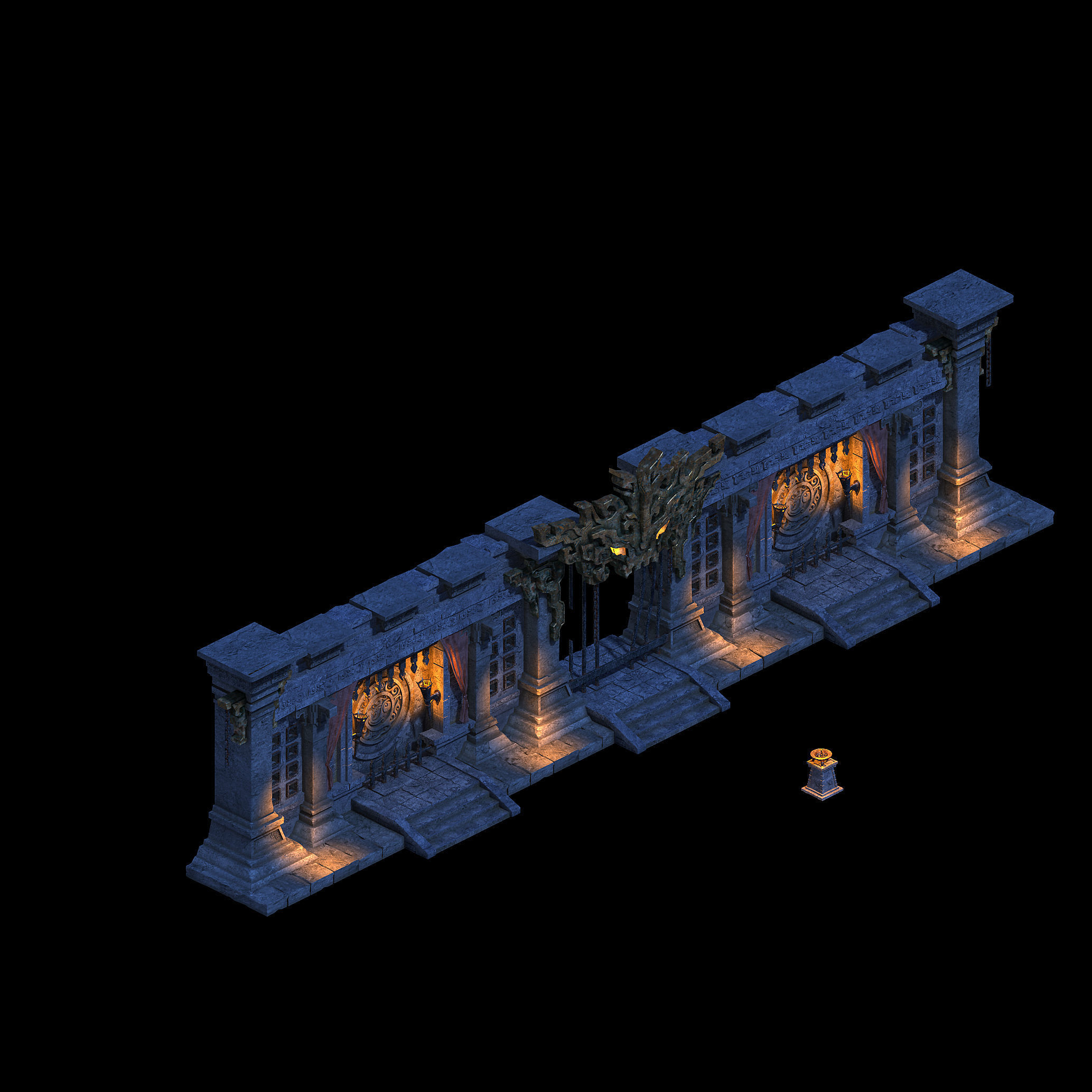 Underground Palace-Tomb-Gate-Wall 02 3D model_2