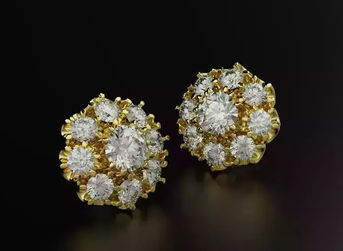 Stylish earrings for girls with diamonds 553 3D print model