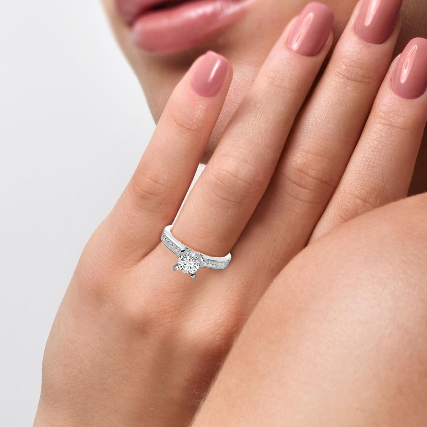 Women solitaire ring 3dm stl render detail 3D print model_5