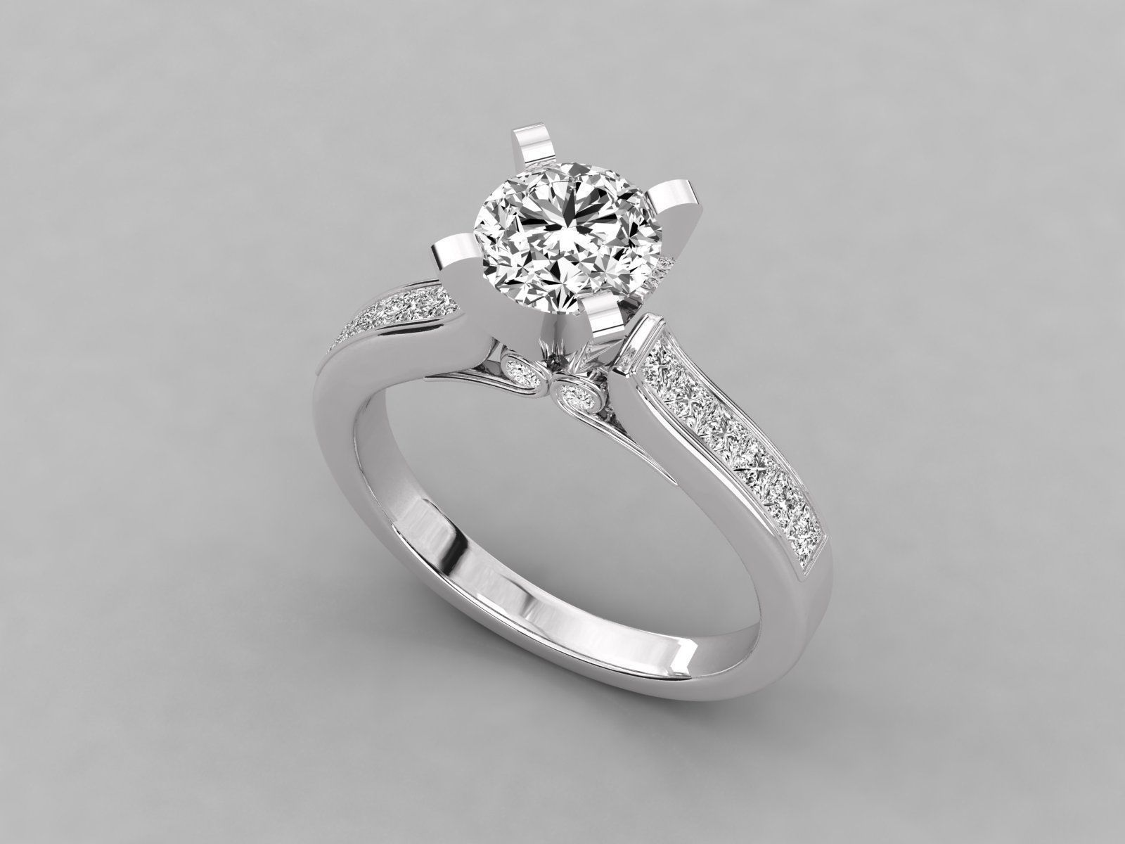 Women solitaire ring 3dm stl render detail 3D print model_6