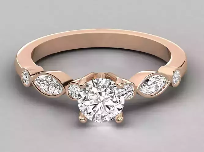 Women solitaire ring 3dm stl render detail 