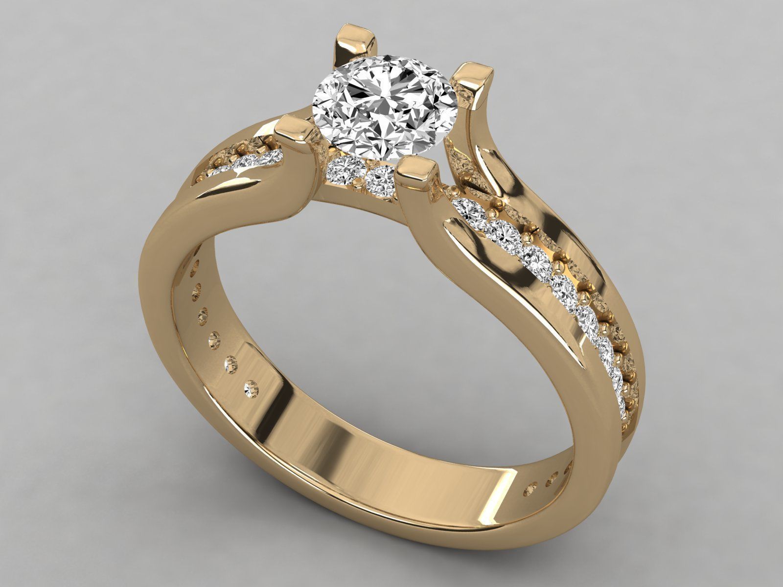 Women solitaire ring 3dm stl render detail 3D print model_9