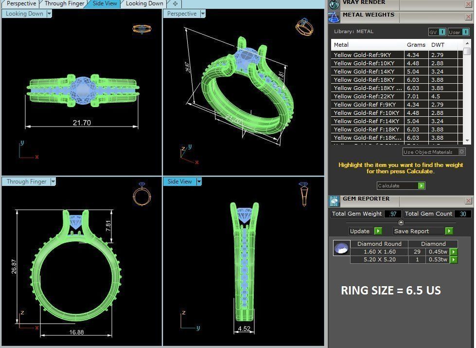 Women solitaire ring 3dm stl render detail 3D print model_2