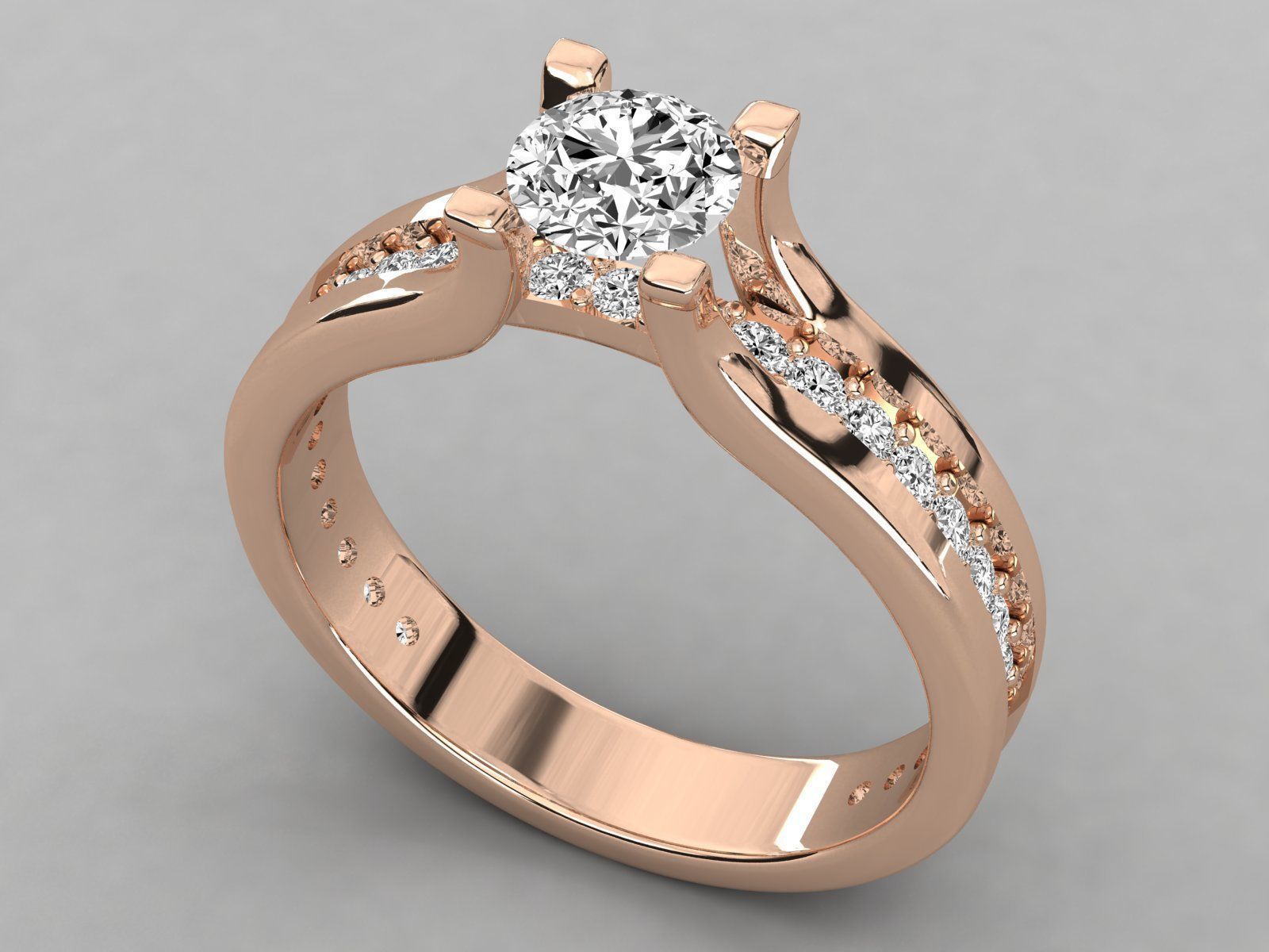 Women solitaire ring 3dm stl render detail 3D print model_3
