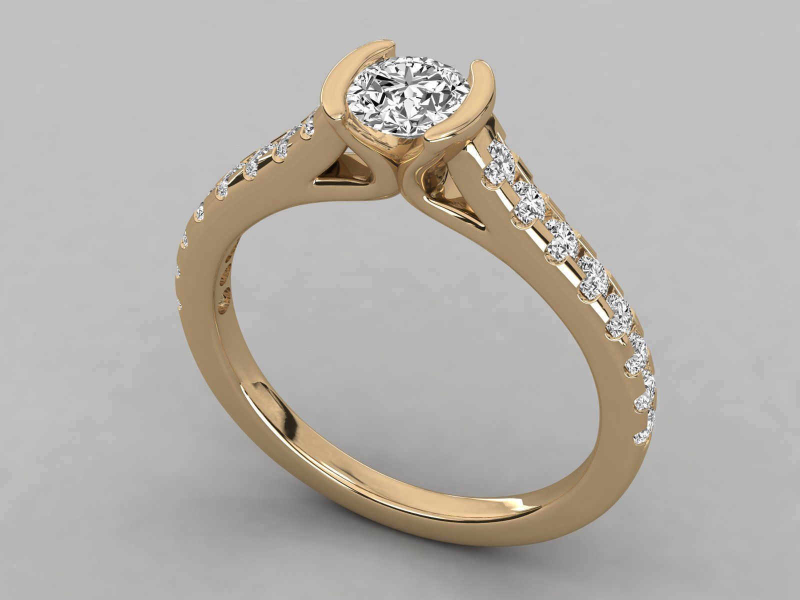 Women solitaire ring 3dm stl render detail  3D print model_8
