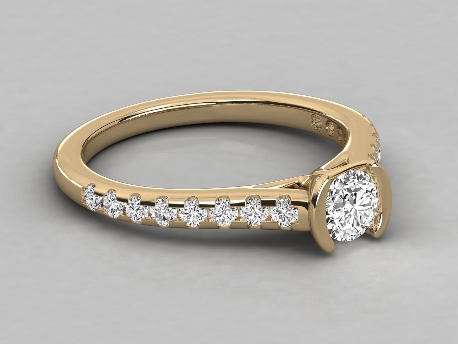 Women solitaire ring 3dm stl render detail  3D print model_7