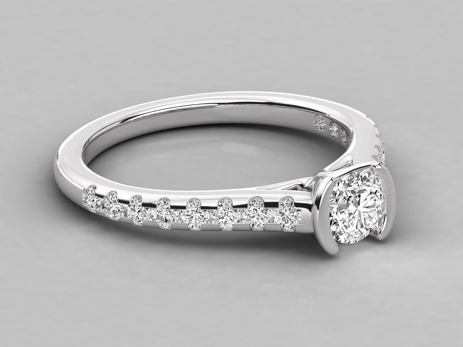 Women solitaire ring 3dm stl render detail  3D print model_3