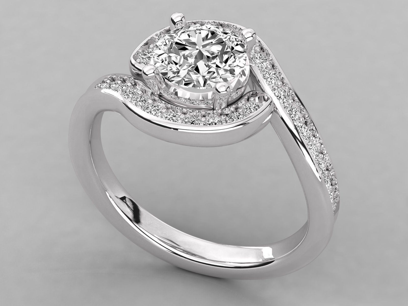 Women solitaire ring 3dm stl render detail  3D print model_6