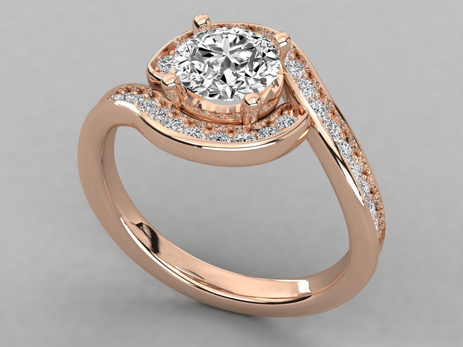 Women solitaire ring 3dm stl render detail  3D print model_4