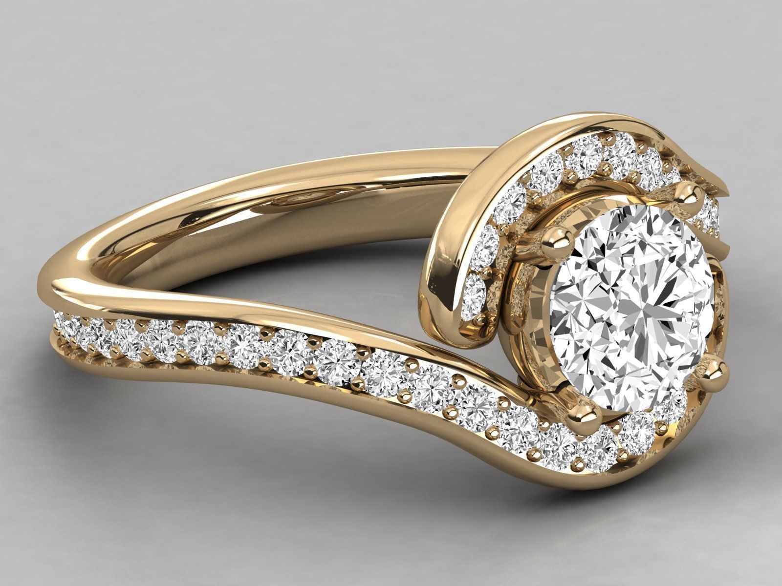 Women solitaire ring 3dm stl render detail  3D print model_8