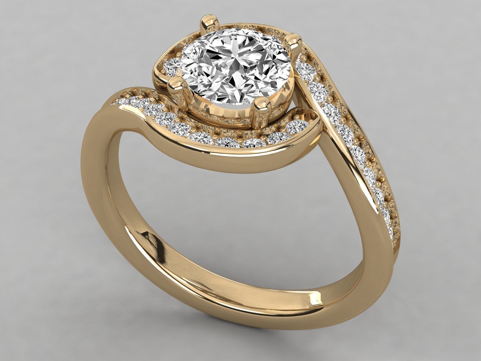 Women solitaire ring 3dm stl render detail  3D print model_9