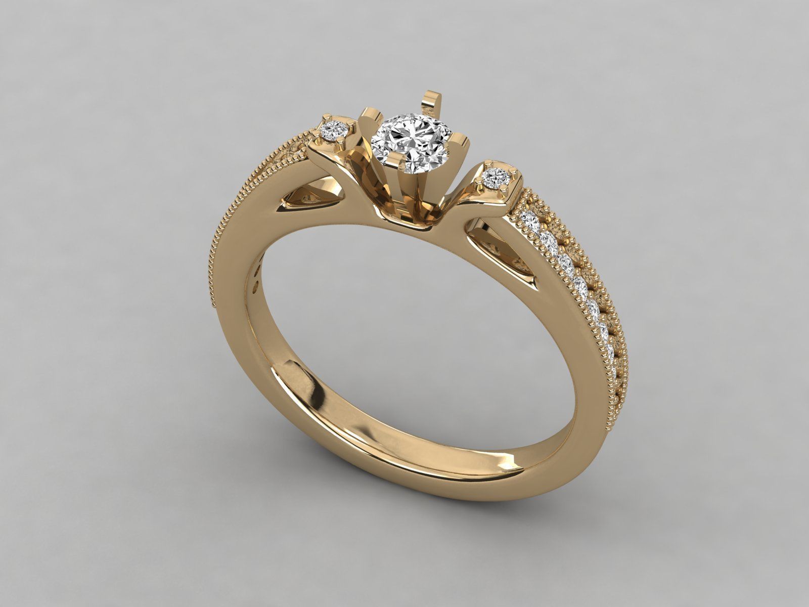Women solitaire ring 3dm stl render detail  3D print model_9