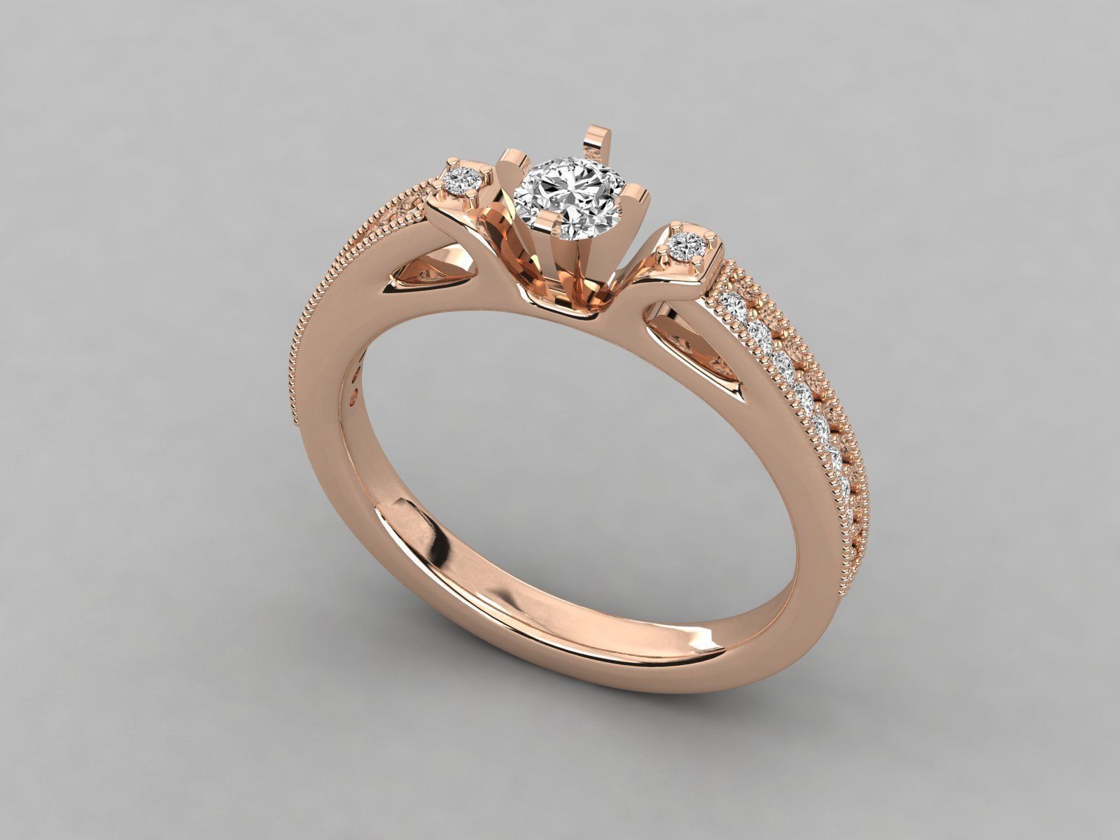 Women solitaire ring 3dm stl render detail  3D print model_3
