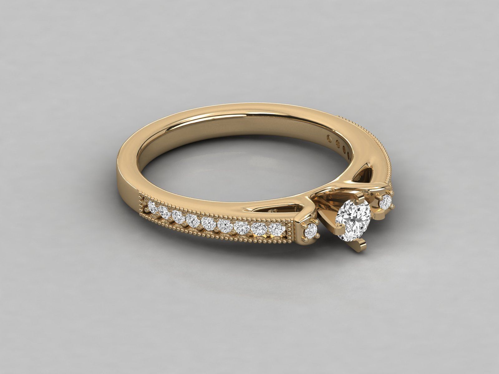 Women solitaire ring 3dm stl render detail  3D print model_8