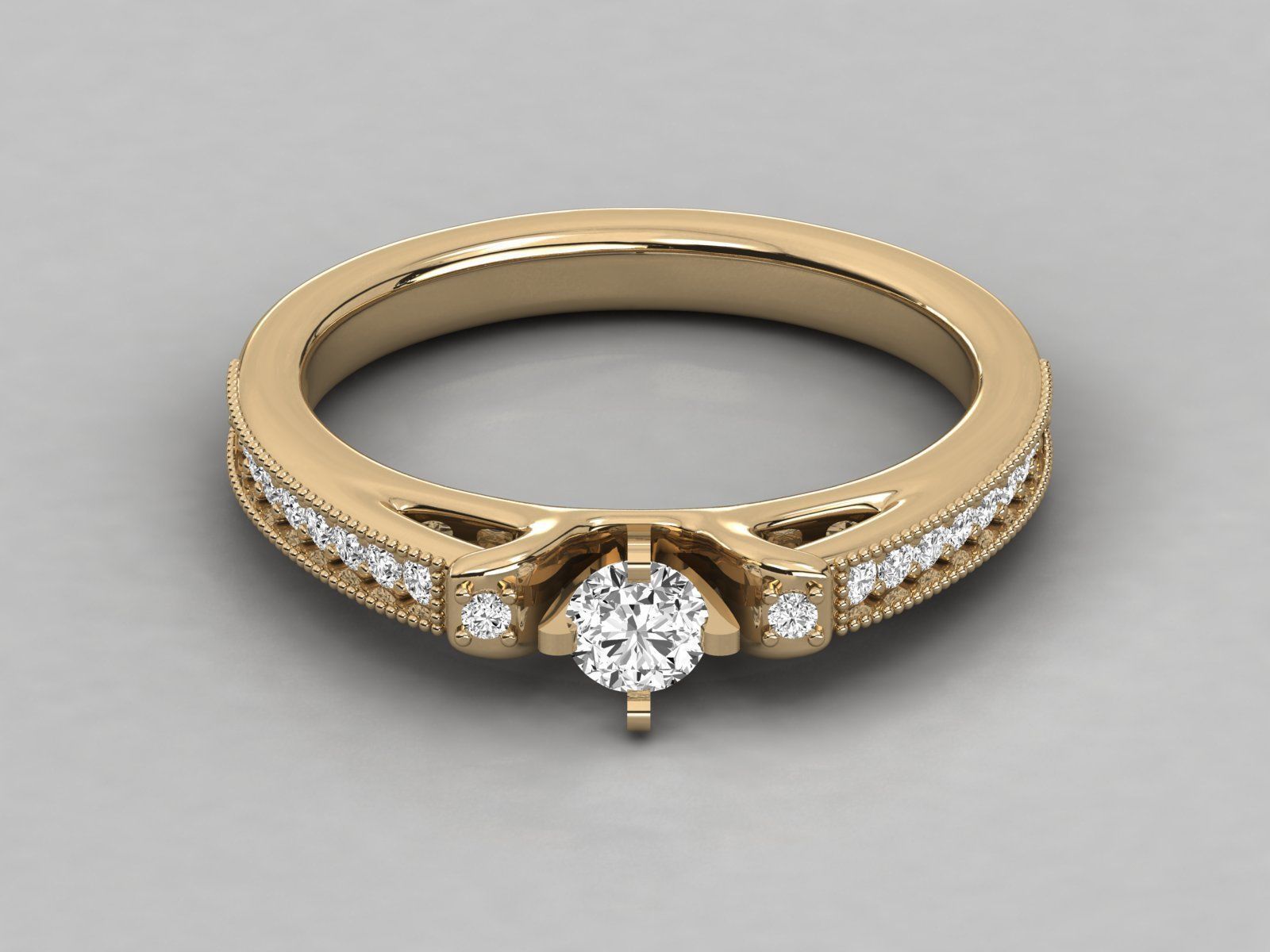 Women solitaire ring 3dm stl render detail  3D print model_10