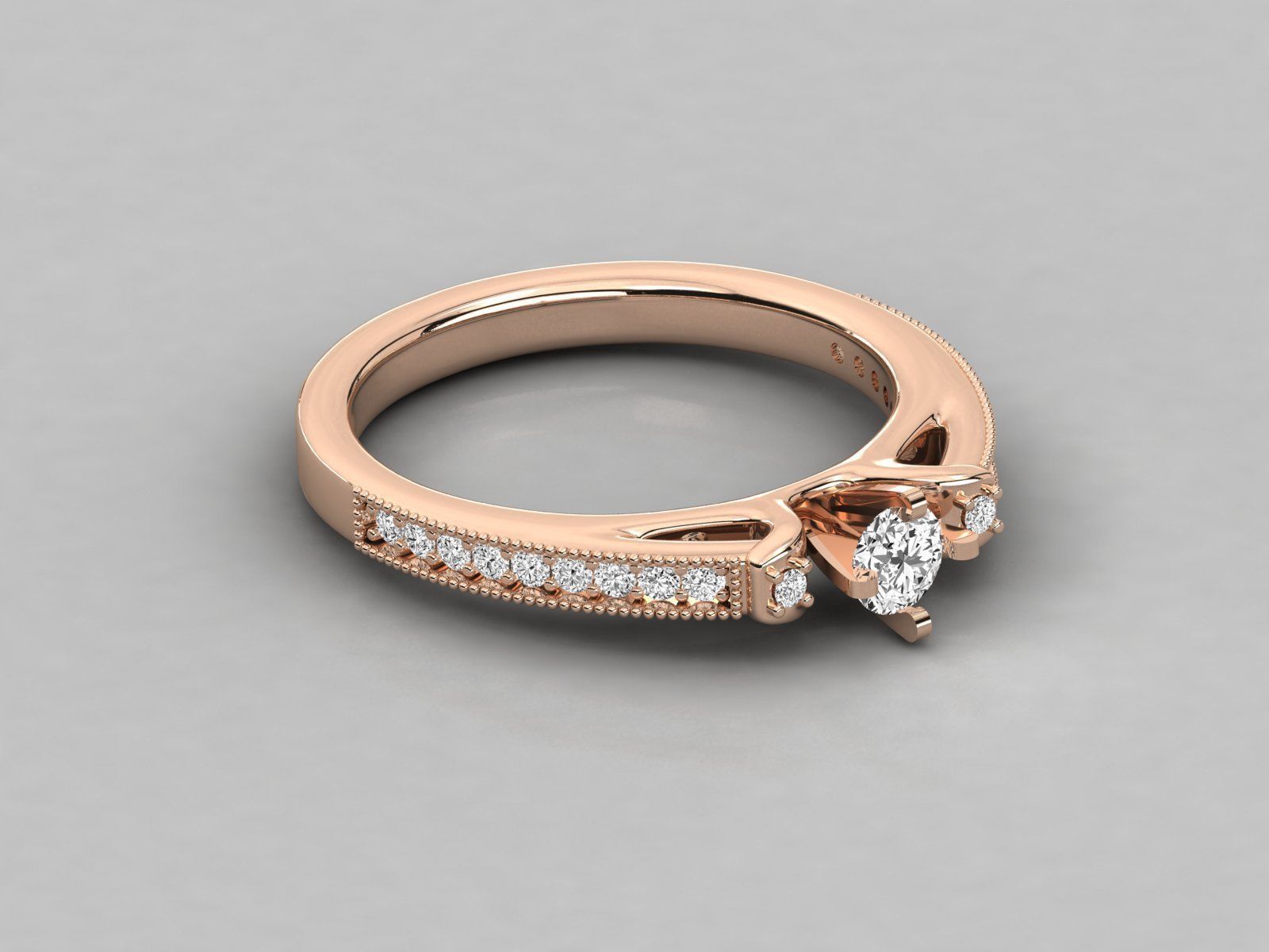 Women solitaire ring 3dm stl render detail  3D print model_1