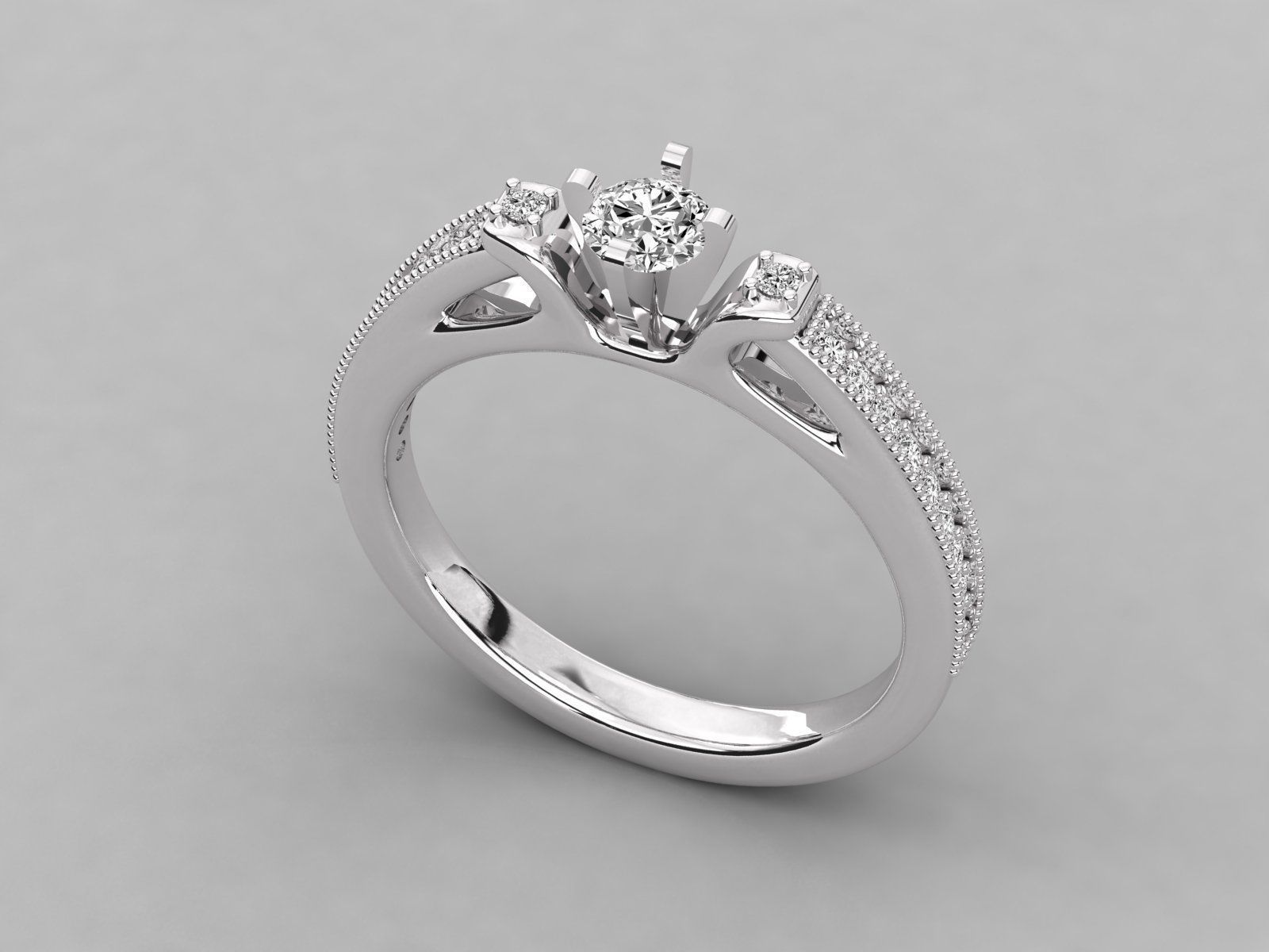 Women solitaire ring 3dm stl render detail  3D print model_6