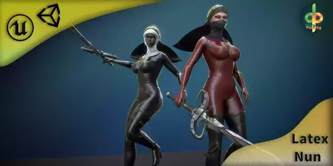 Latex Nun Low-poly 3D model