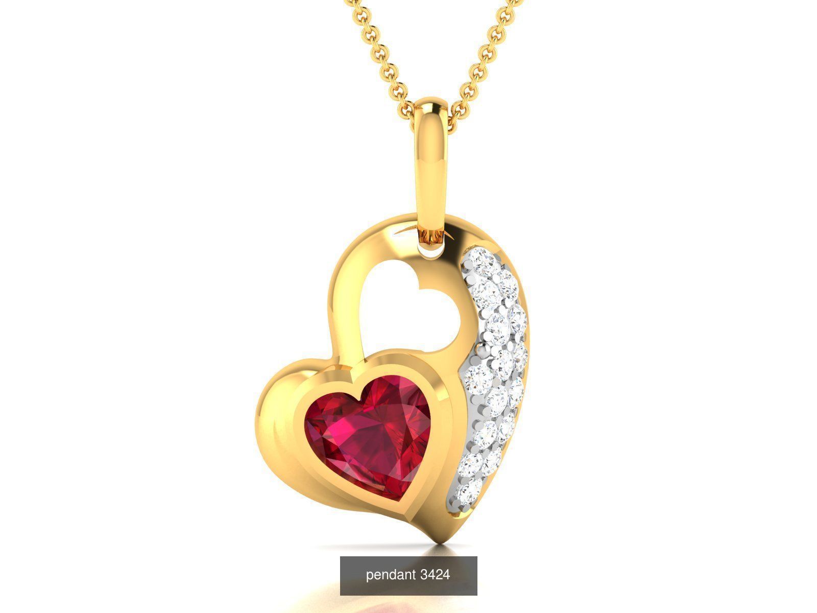 17 LOVE HEART VALENTINE PENDANT RING EARRINGS  3D Model Collection_4