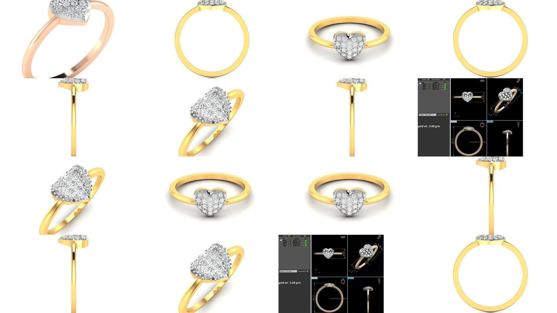 17 LOVE HEART VALENTINE PENDANT RING EARRINGS  3D Model Collection_1