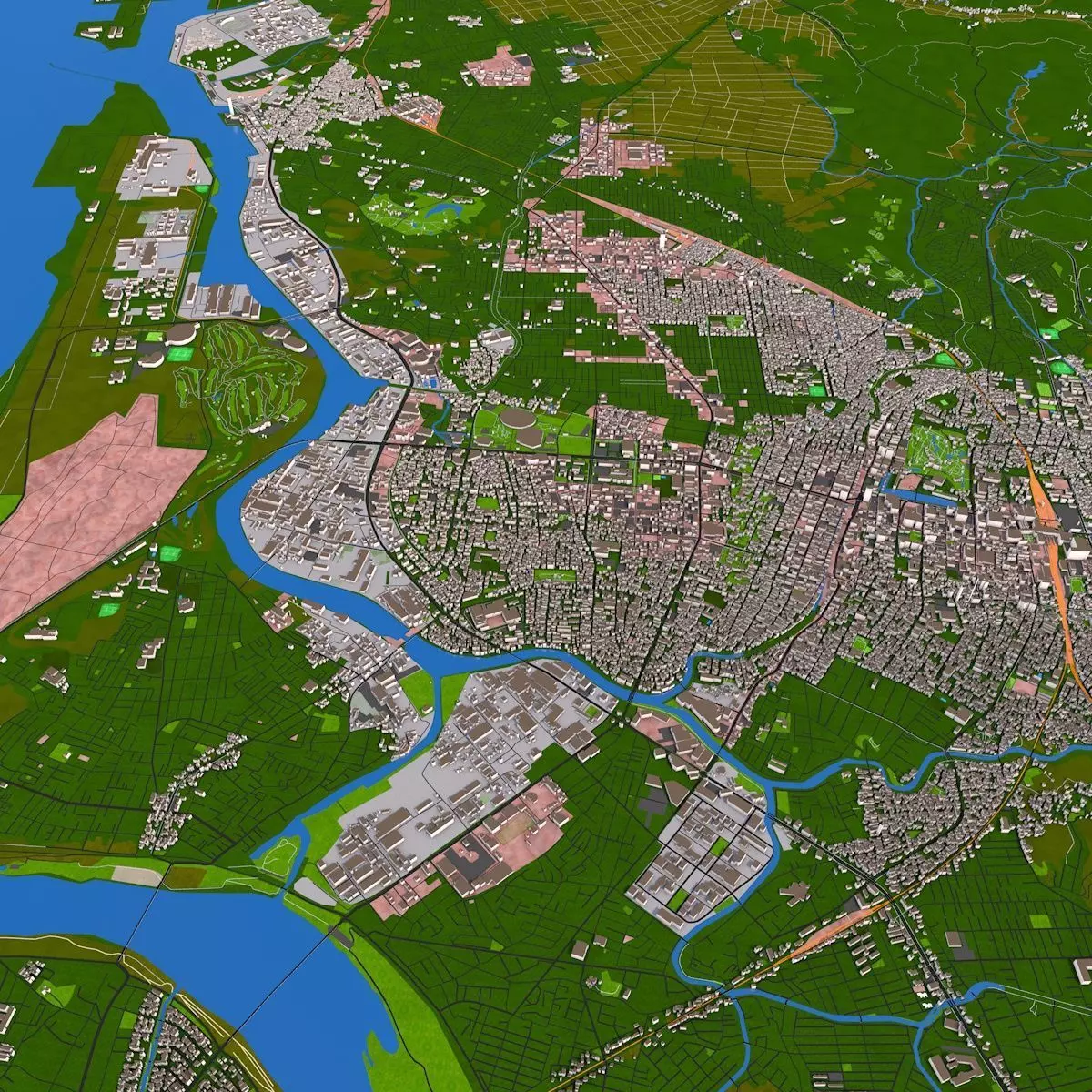 Akita 3d City Japan October  2020 GIS data 3D model_0