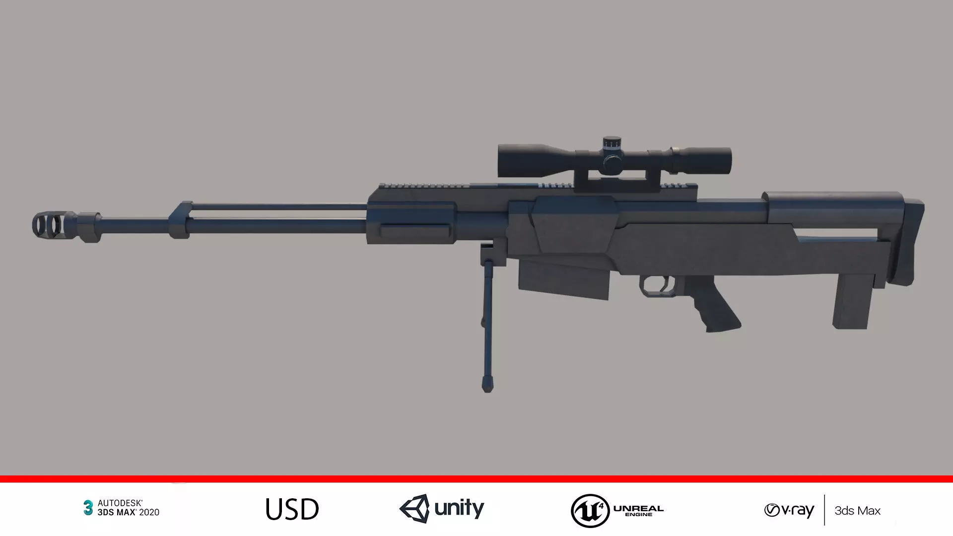 Accuracy International AS50 Low-poly 3D model