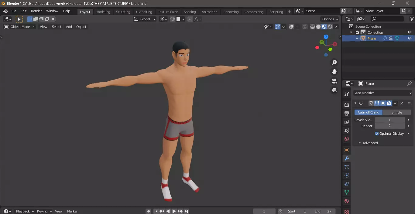 MaleCharacter man in underwear Free low-poly 3D model