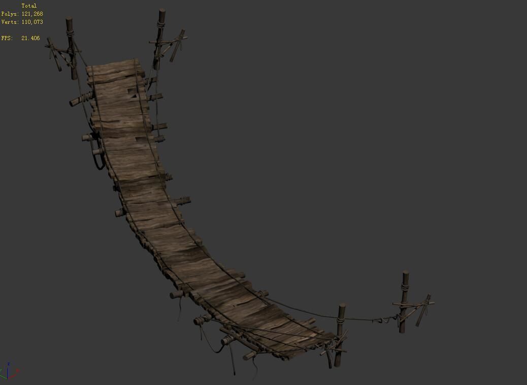 Suspension bridge-plank-rope-bridge 3D model_5