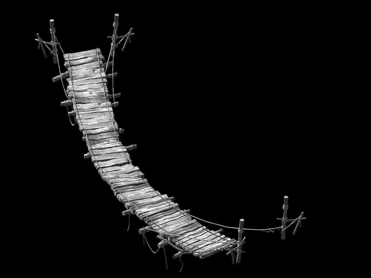 Suspension bridge-plank-rope-bridge 3D model_3