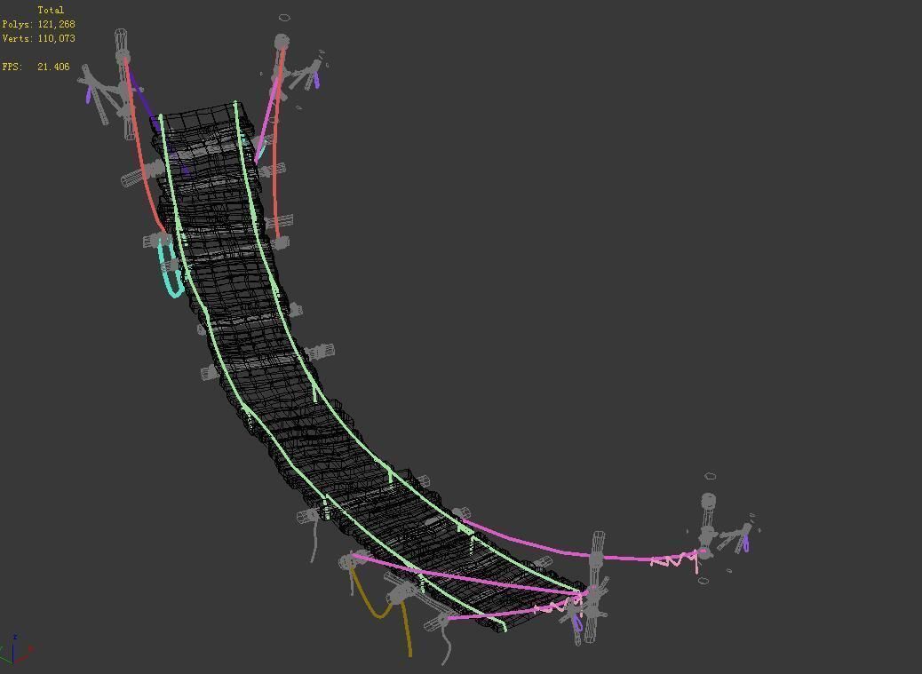 Suspension bridge-plank-rope-bridge 3D model_4