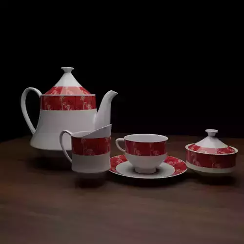 Tea set teapot and cup
