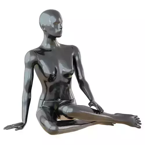 Female Black Mannequin Sitting On The Floor 3D model