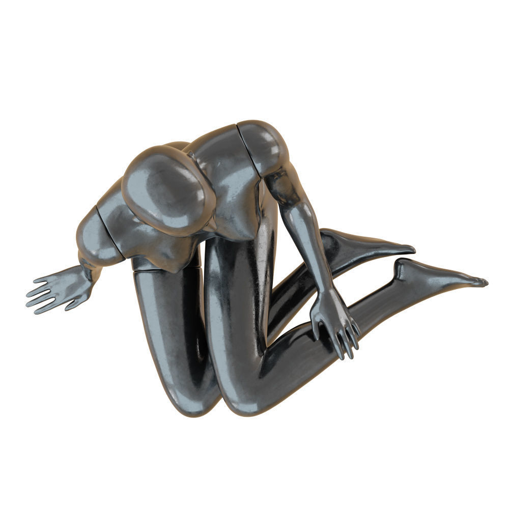 Female Black Mannequin Sitting On The Floor 3D model_4