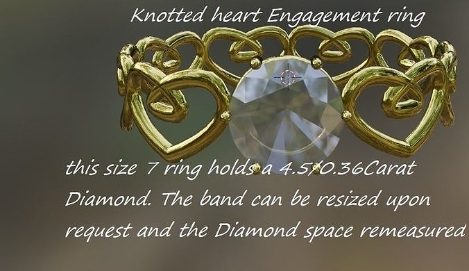 Knotted heart engagement ring 3D print model
