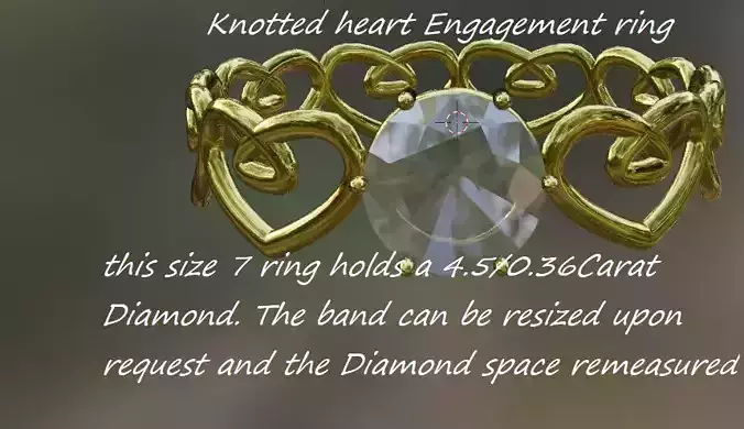 Knotted heart engagement ring 3D print model