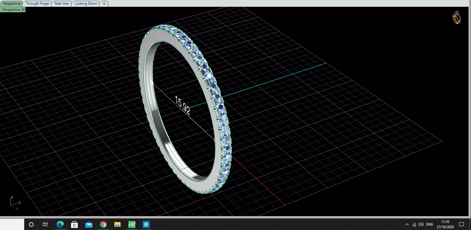 Full Eternity Ring Round Diamonds Size 50 3D print model_0