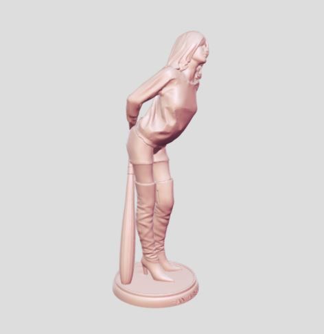 Woman playing baseball 3D print model_1