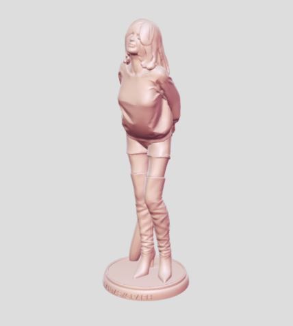 Woman playing baseball 3D print model_4