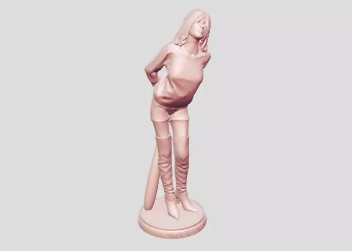 Woman playing baseball 3D print model_0