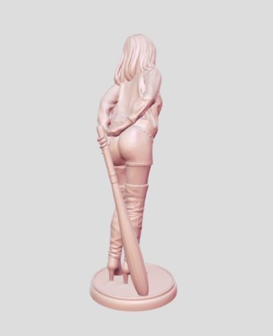 Woman playing baseball 3D print model_2