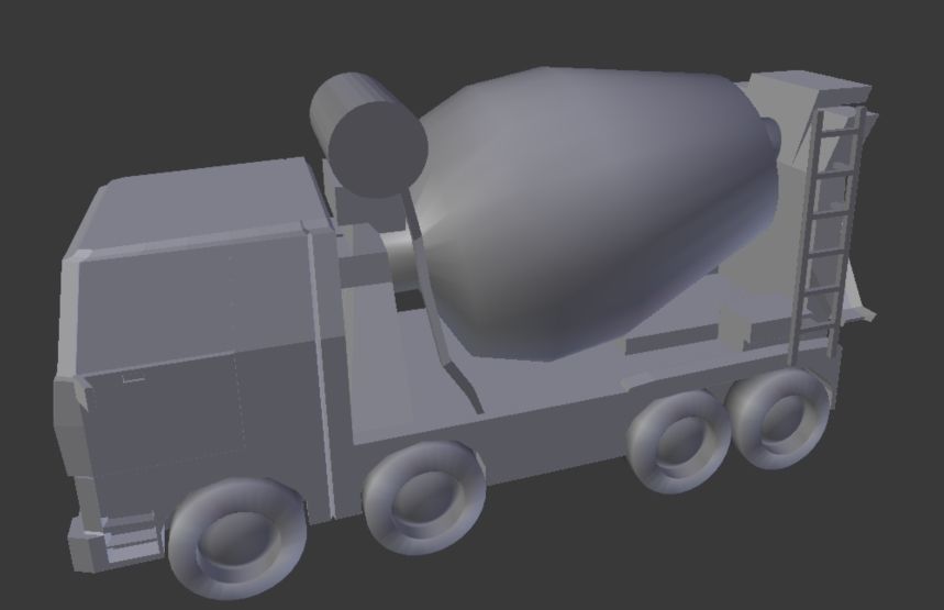 concrete mixer truck Low-poly 3D model_1
