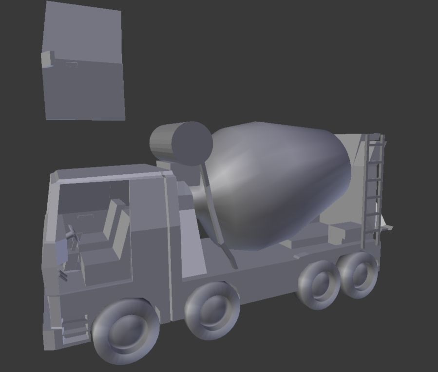 concrete mixer truck Low-poly 3D model_3