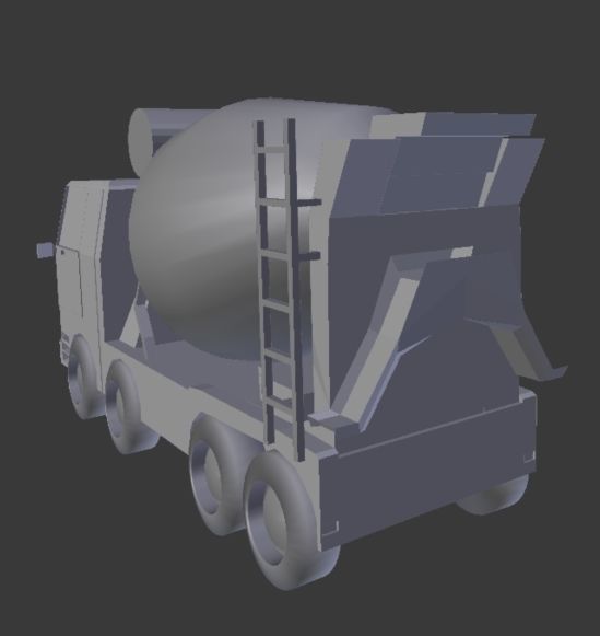 concrete mixer truck Low-poly 3D model_2