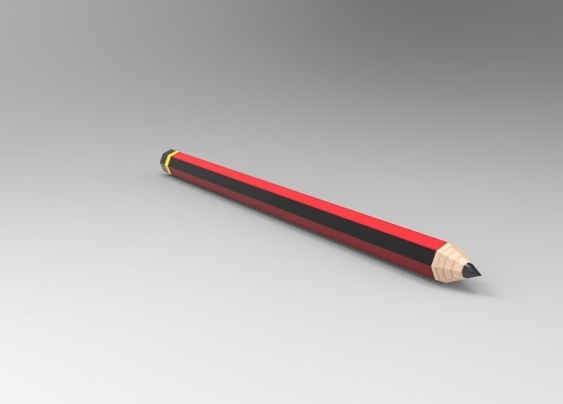 Simple low poly pencil with textures Low-poly 3D model_11