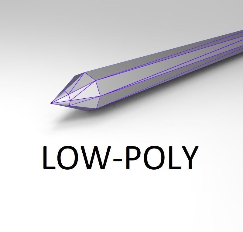 Simple low poly pencil with textures Low-poly 3D model_2