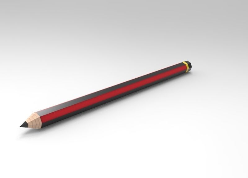 Simple low poly pencil with textures Low-poly 3D model_8