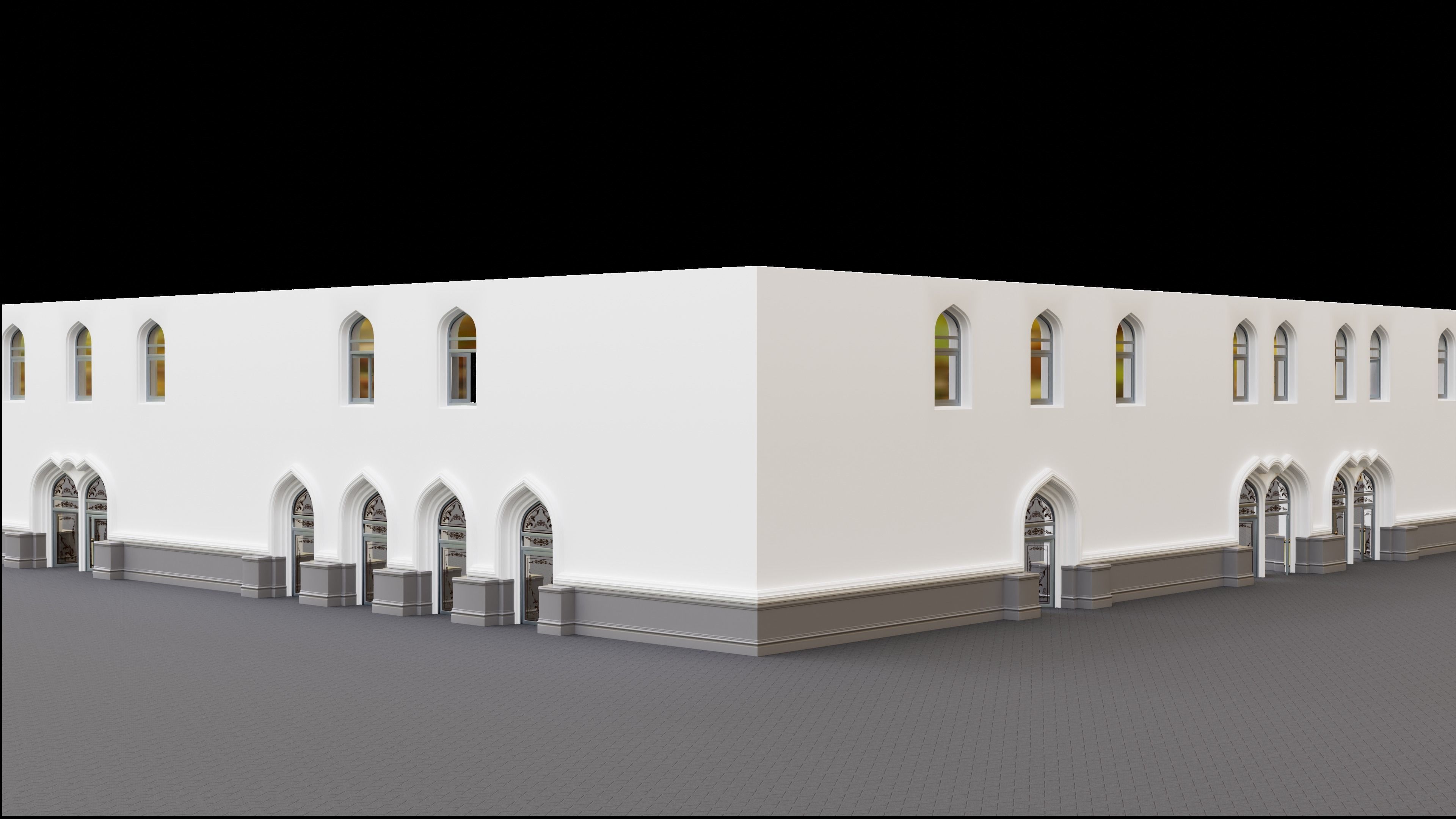 Continuous building Gates Walls and Windows pack 3D model_9